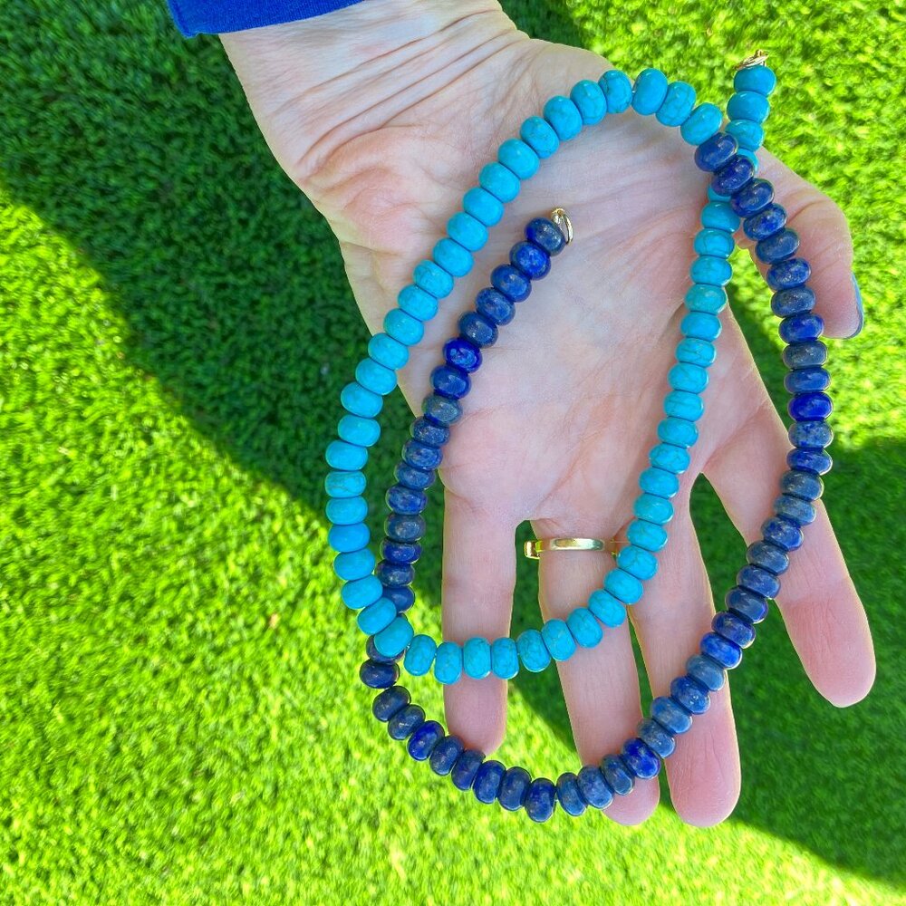 Turquoise and lapis beaded necklace
